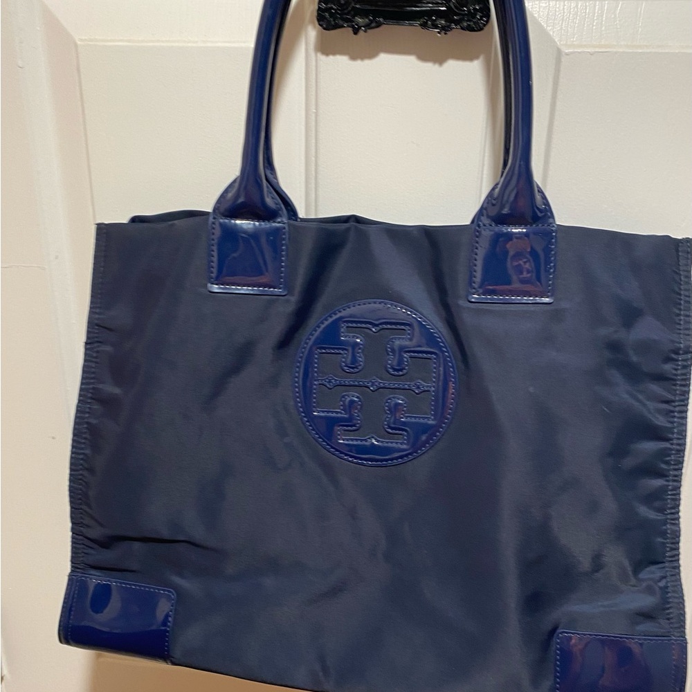 Tory Burch Large Ella Navy Blue Tote Bag